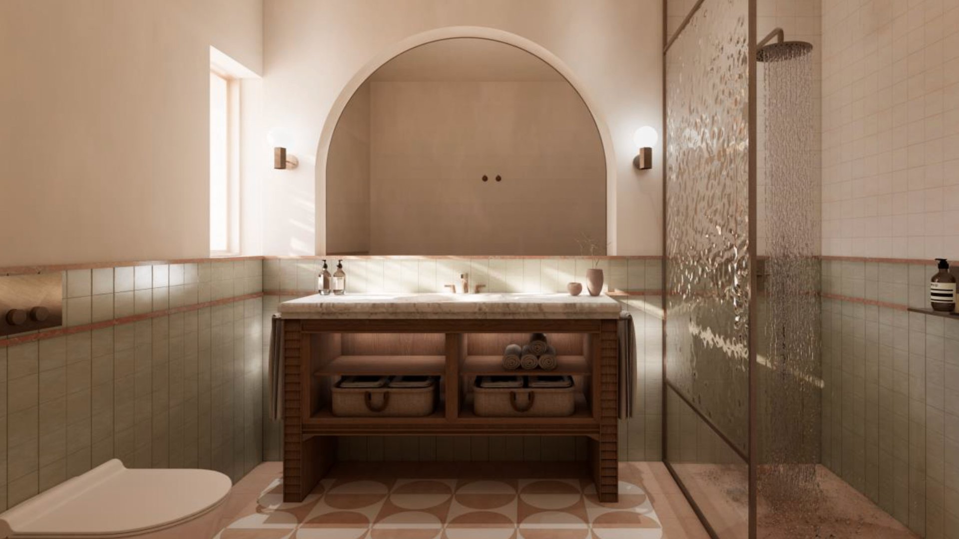 Sunprime Miramare Beach Hotel — Guest bathroom with arched vanity