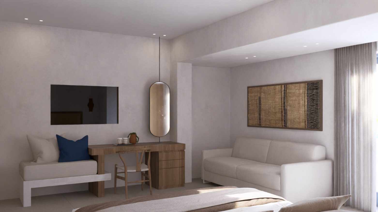 Naxos Resort — Guest room living and work area