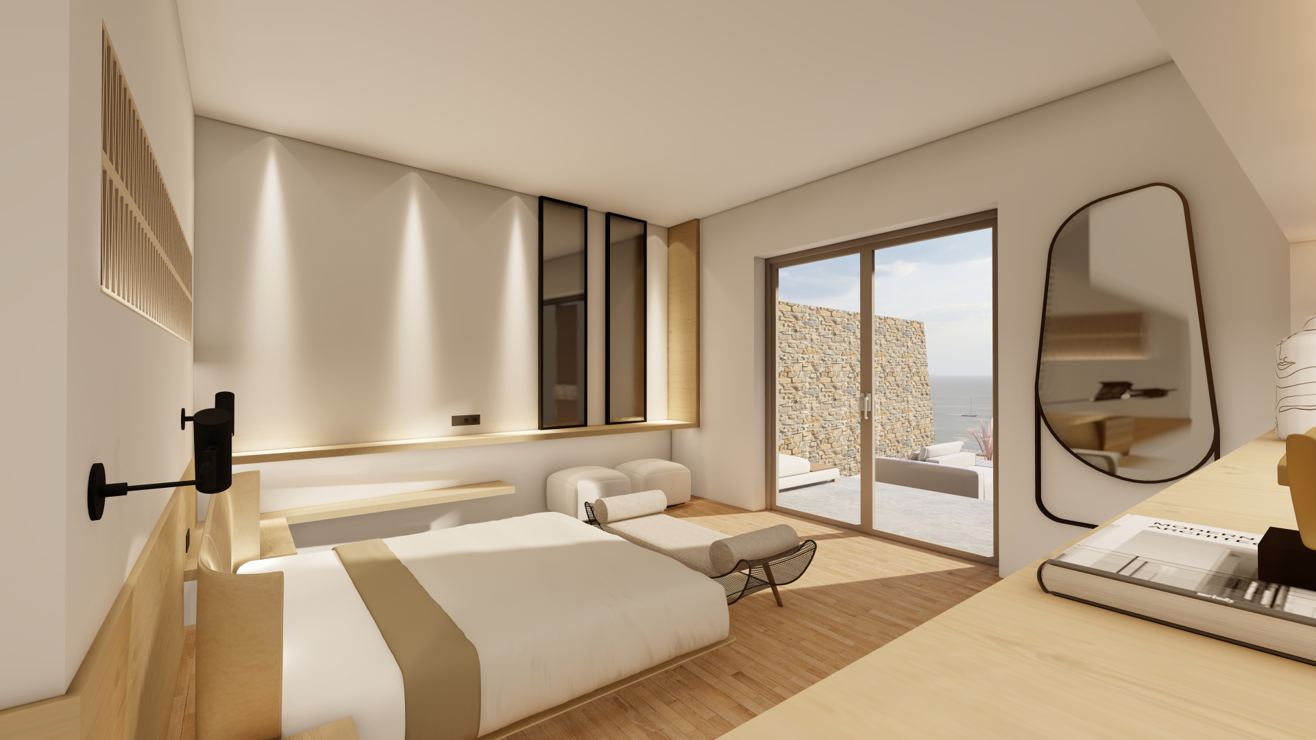 San Romano Villas — Guest bedroom with sea-facing terrace