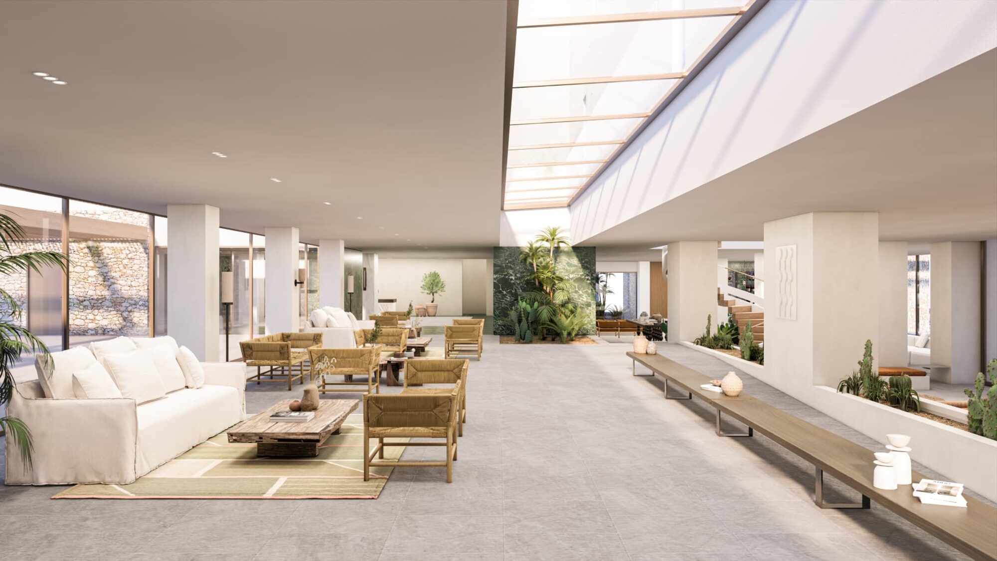 Tinos Beach Hotel — Daylit lobby and lounge