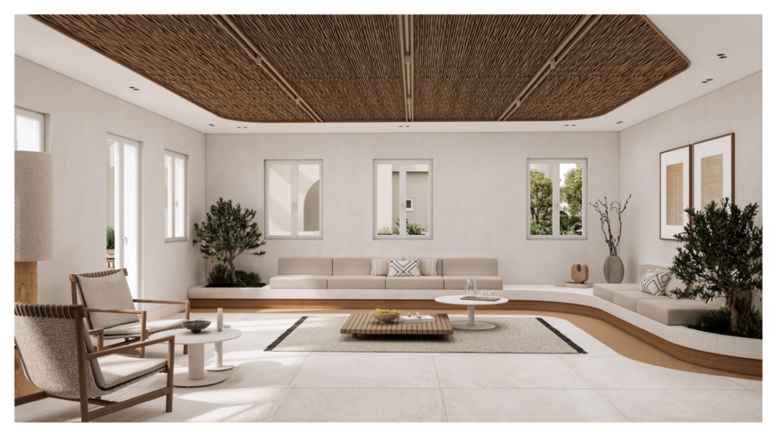 Naxos Resort — Lounge seating and daylit interior