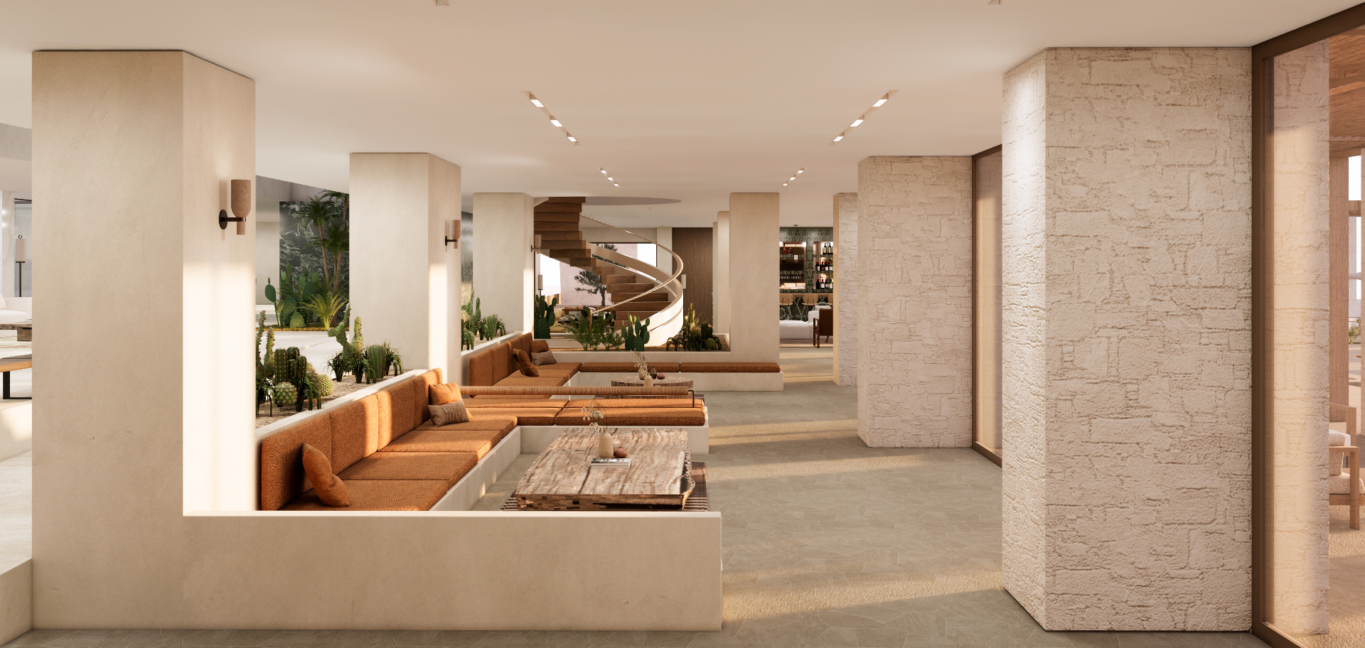 Tinos Beach Hotel — Lounge and bar sequence
