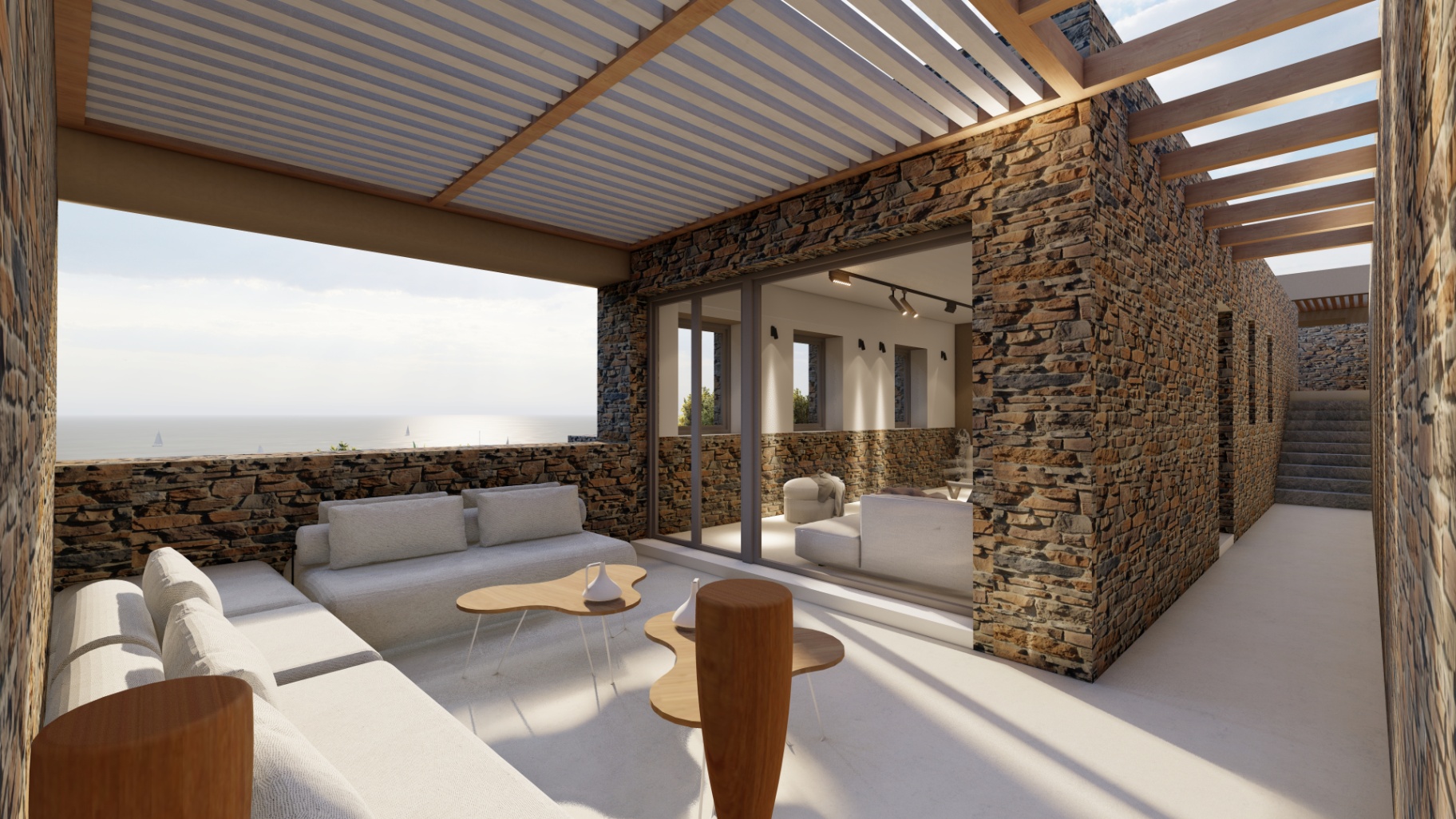 San Romano Villas — Pergola terrace overlooking the Aegean